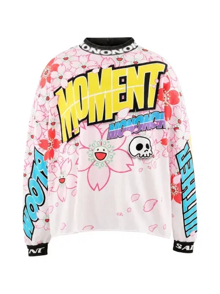 Lung tricou Monokemade cu imagine alb