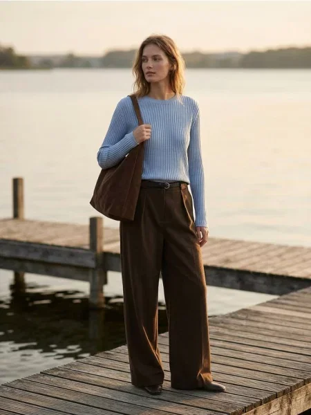 Класичний рельєфний светр блакитний