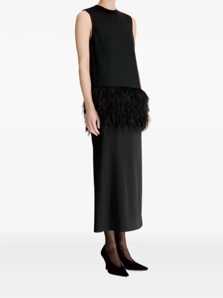Rochie midi Loulou De Saison cu pene negru
