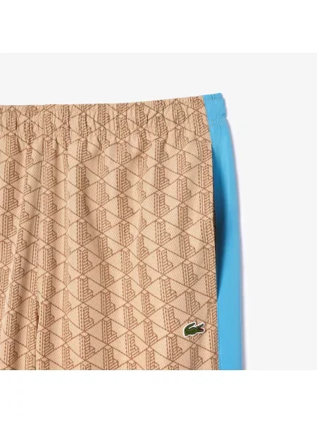 Lacoste Spodnie Dresowe Regular Fit Monogram Beige beżowe
