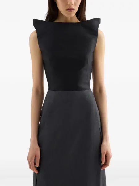 Top Jil Sander de mătase negru