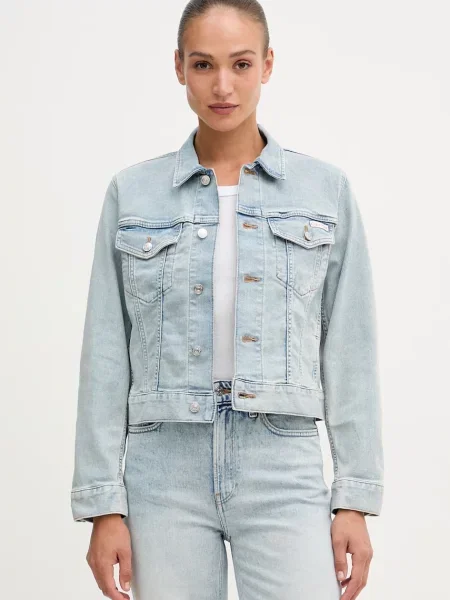 Calvin Klein Jeans džínová bunda s bavlnou modrá