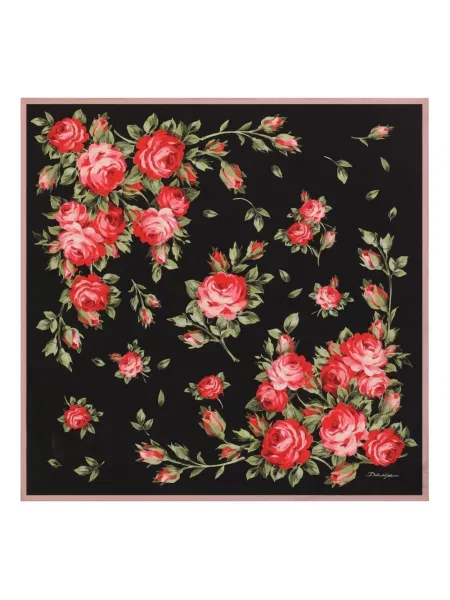 Fular Dolce & Gabbana cu model floral cu imagine negru