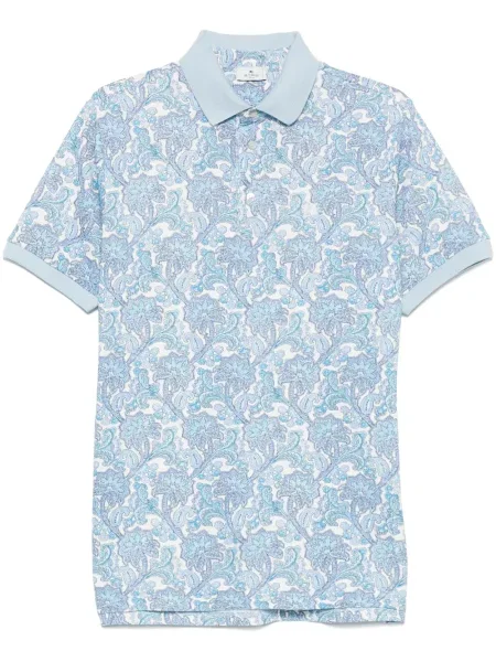 Tricou polo Etro cu model paisley albastru