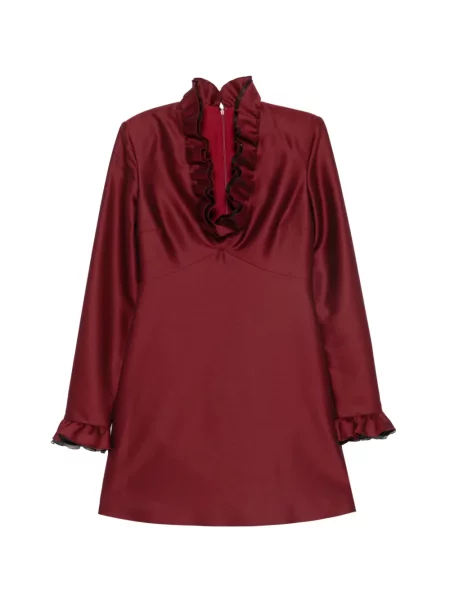 Dugo mini haljina Alberta Ferretti s volanima crvena