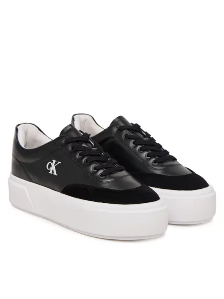 Calvin Klein Sneakersy Flatform Lace Up Tcap Lth-Su czarny
