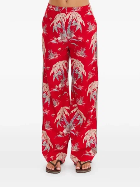 Pantaloni The Upside cu model floral cu imagine roșu