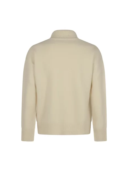 Sweter z golfem Ami Paris wełniany do golfa beżowy