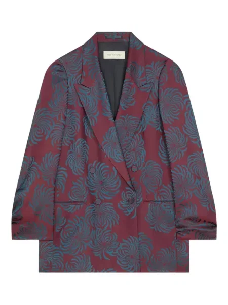 Sacou Dries Van Noten cu model floral roșu