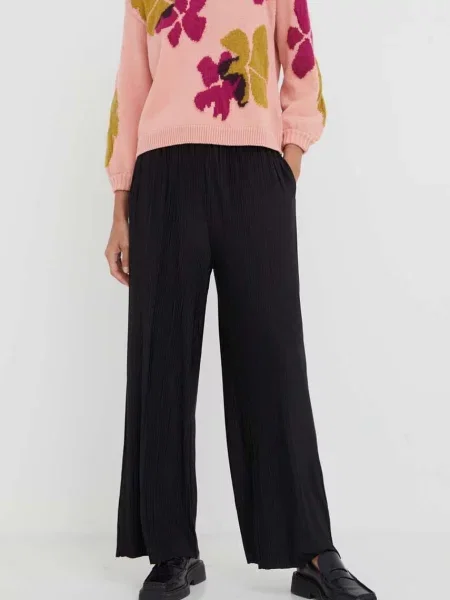 Samsoe Samsoe pantaloni femei lat high waist negru