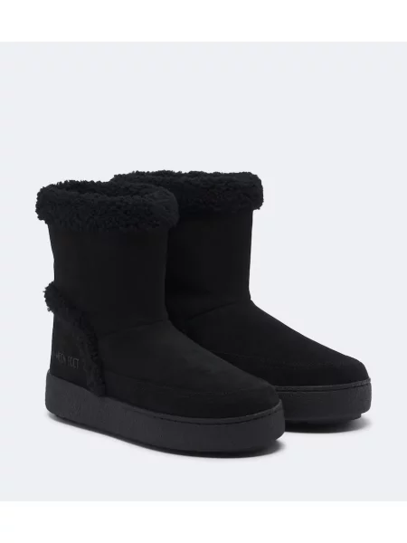Cizme scurte Moon Boot din piele de căprioară negru