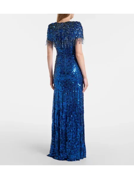 Rochie Jenny Packham cu franjuri albastru