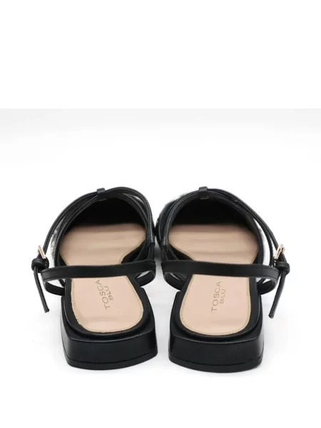 Pantofi cu toc Tosca Blu fără toc cu bretele negru