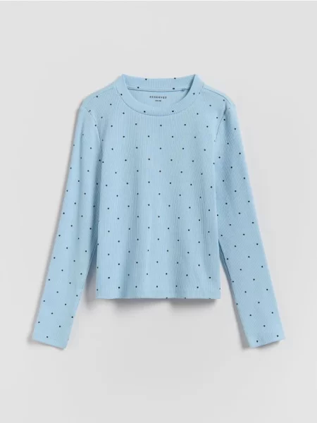 Reserved Prążkowana koszulka w kropki niebieski