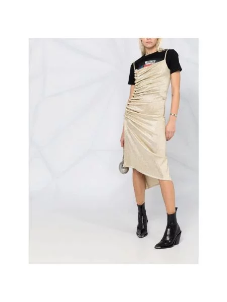 Mała mały spódnica mini Paco Rabanne w serca żółta