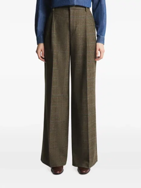 Pantaloni Fay în carouri verde