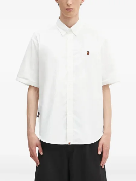 Cămașă A Bathing Ape® cu broderie scurtă alb