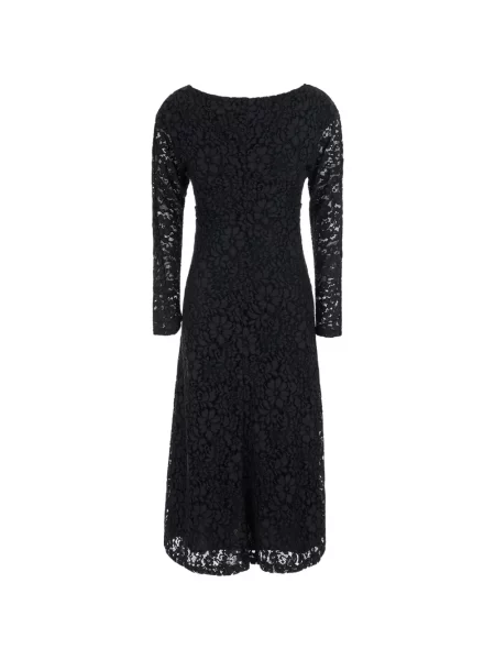 Lung rochie midi Plain din dantelă negru