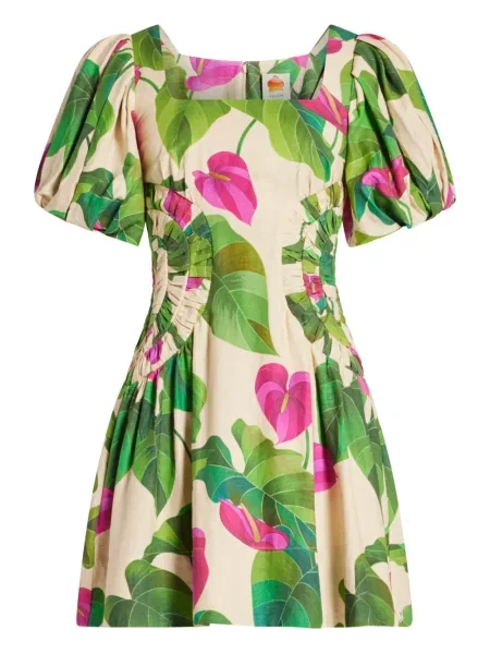 Rochie mini Farm Rio cu model floral cu imagine de costum