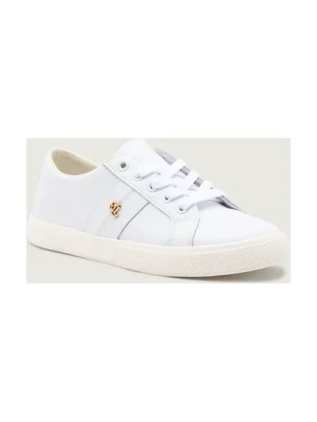 Bőr lapos talpú rövid sneaker Lauren Ralph Lauren fehér