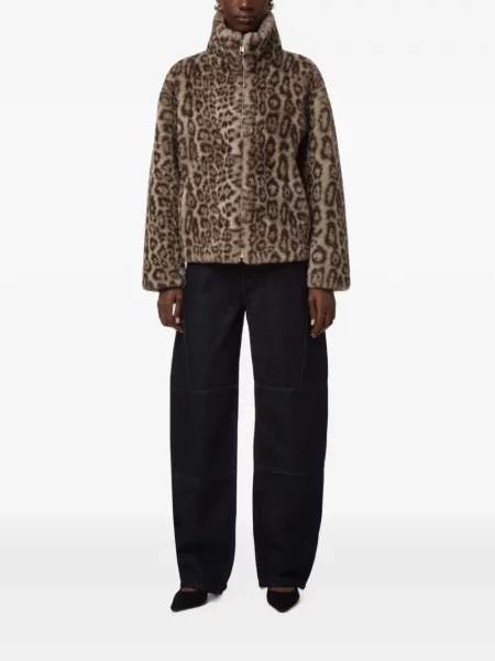 Geacă Apparis cu imagine cu model leopard cu blană