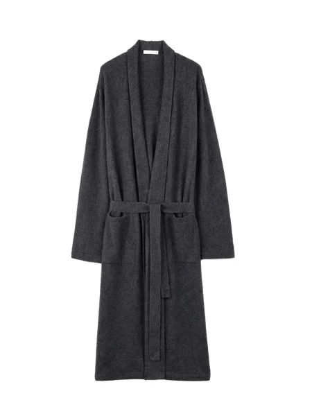 GOBI Cashmere Halat de baie lung Men's Cashmere Robe metalic gri