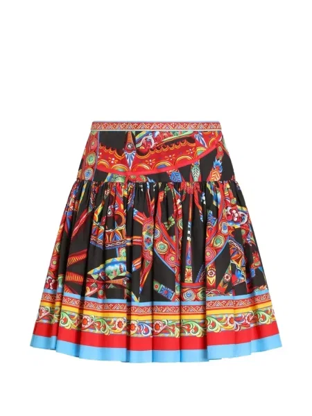 Fusta mini Dolce & Gabbana cu imagine din poplin negru