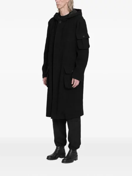 Palton Yohji Yamamoto cu glugă negru