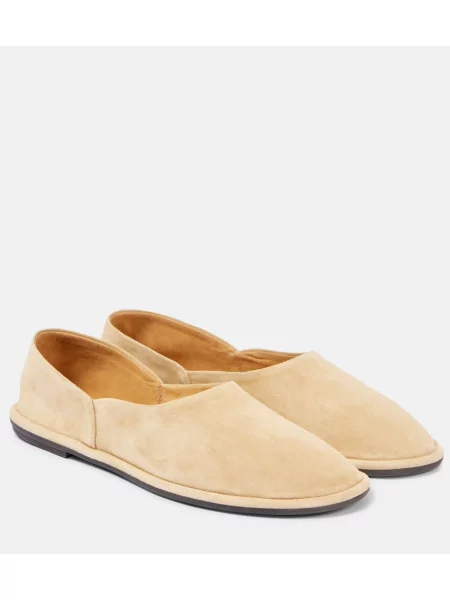 Balerini The Row din piele de căprioară bej