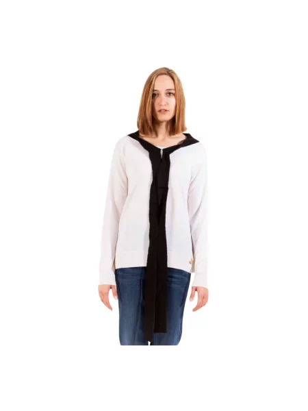 Sweter Love Moschino w miejskim stylu wełniany z długim rękawem biały