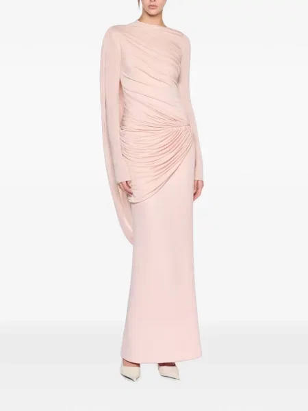 Rochie maxi Chats By C.dam asimetrică drapată roz