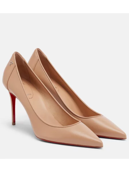 Pantofi cu toc Christian Louboutin din piele bej