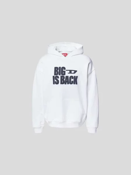 Bluza z kapturem z nadrukiem z logo Diesel biała
