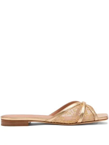 Sandale Malone Souliers cu perle fără toc auriu