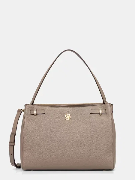 BOSS torebka skórzana brązowy