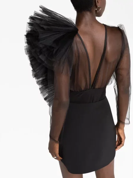 Body Alchemy transparente cu volane negru