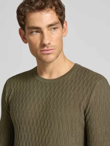 Sweter o kroju regular fit z bawełny model Joop! Collection oliwkowy