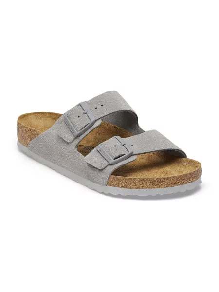 Pantofi Birkenstock din piele cu strasuri gri