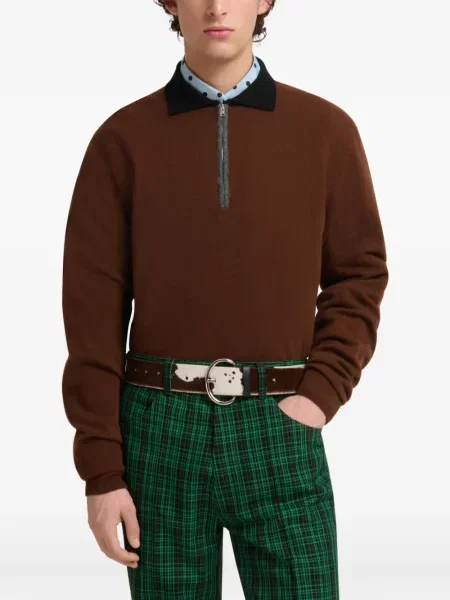 Tricou polo Marni din cașmir maro