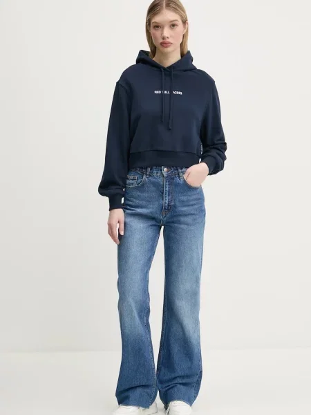 Кофта Red Bull Racing x Pepe Jeans CROPPED LOGO HOODY синій з капюшоном з аплікацією червоний
