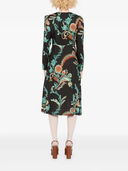 Rochie maxi Etro cu model floral cu imagine lungă negru