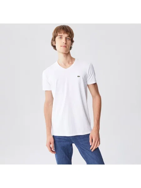 Lacoste футболка з V-вирізом біла