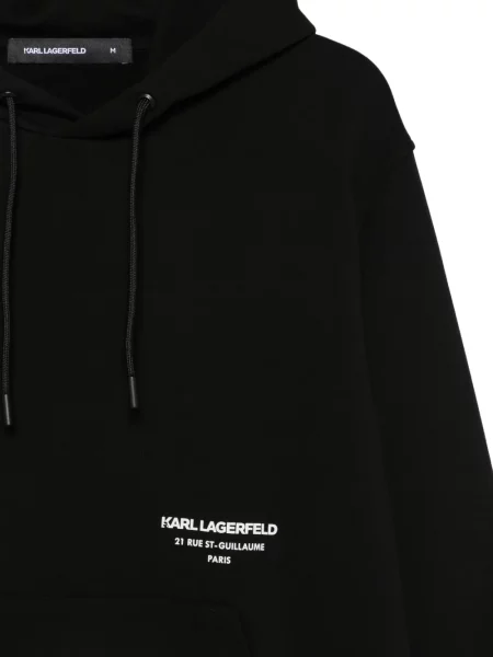 Суичър с качулка Karl Lagerfeld с принт с връзки черно