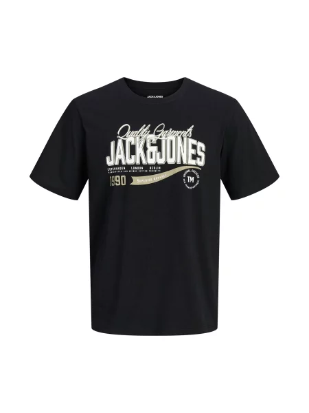 JACK & JONES Tricou kaki / negru alb