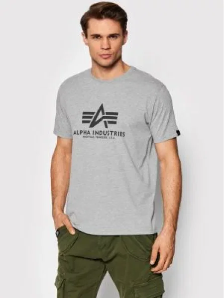 Alpha Industries T-Shirt Basic Γκρι Regular Fit μαύρο