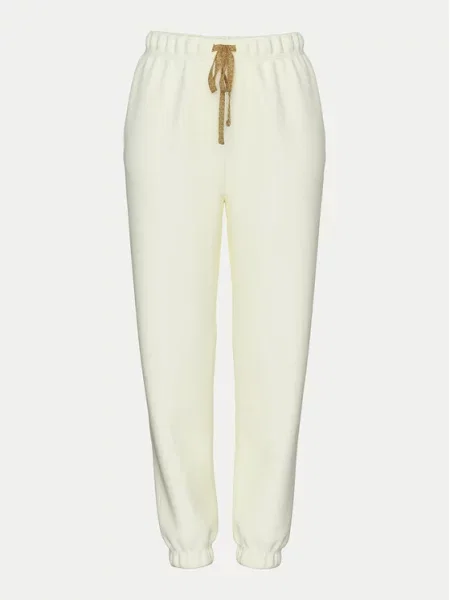 PIECES Kalhoty PCCHILLI / zlatá béžová