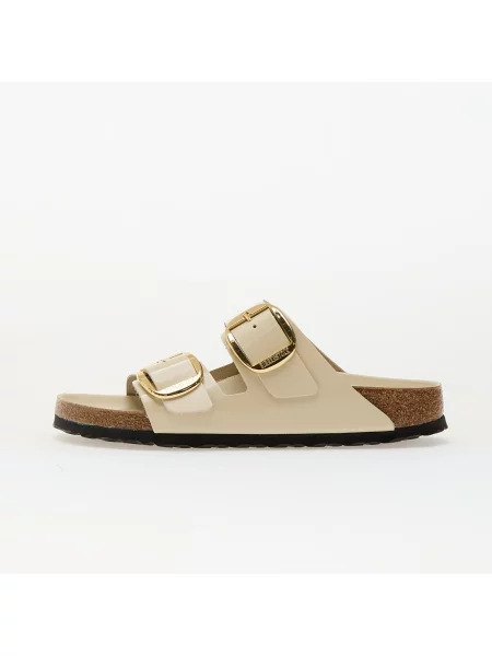 Klapki Birkenstock zamszowe na sprzączkę beżowe