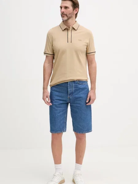 Lacoste πόλο ανδρικό με ελαστάν μπεζ