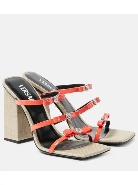 Sandale Versace din piele portocaliu