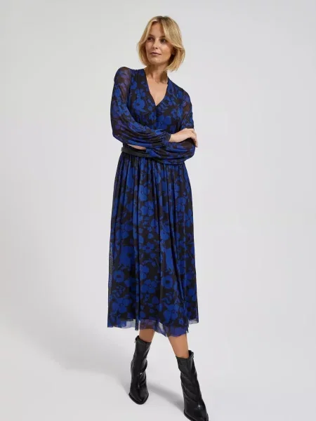 Rochie Marisse cu model floral cu imagine negru